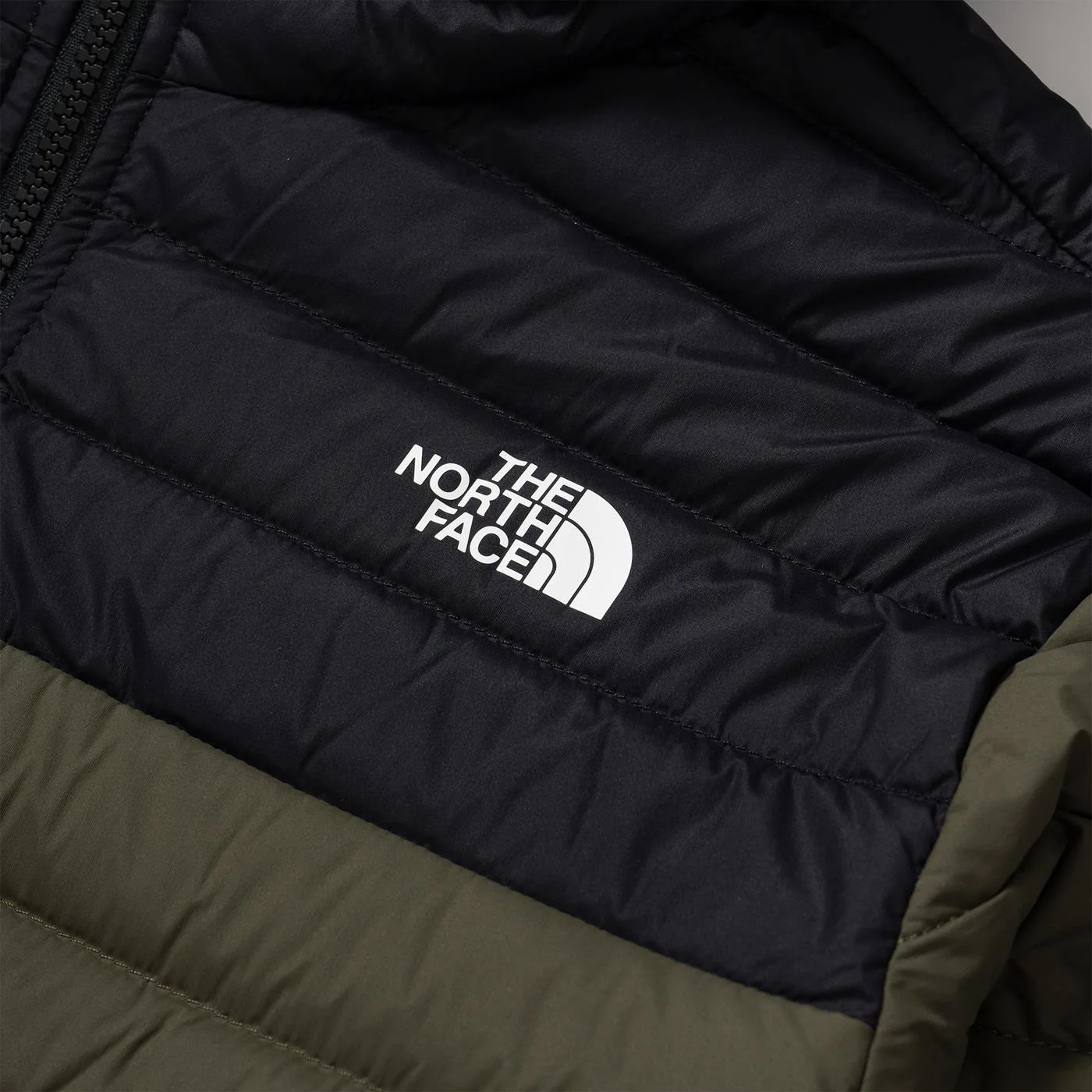 The North Face Stretch Down Hoodie Jacket Taupe Green - Image 2