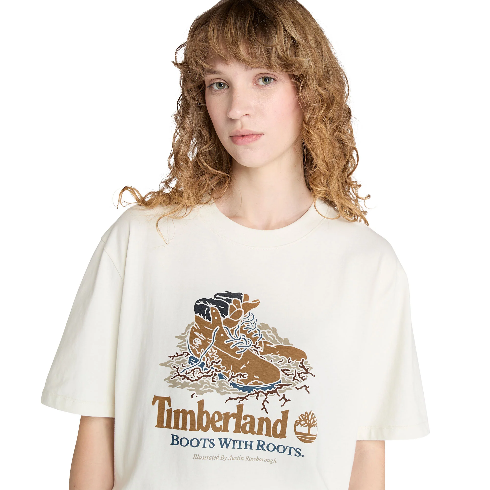 Timberland Front Boot Graphic Tee Vintage White - Image 3