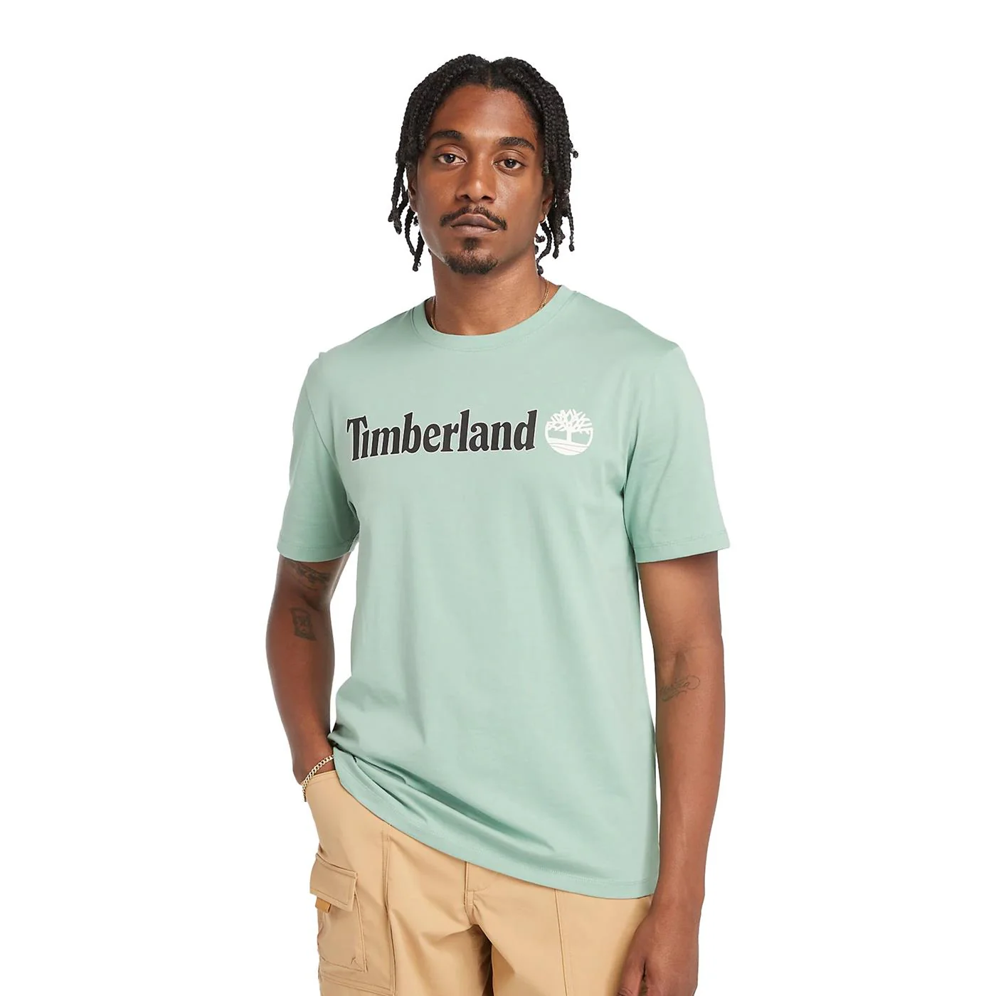 Timberland Kenn Linear Logo SS Tee Granite Green