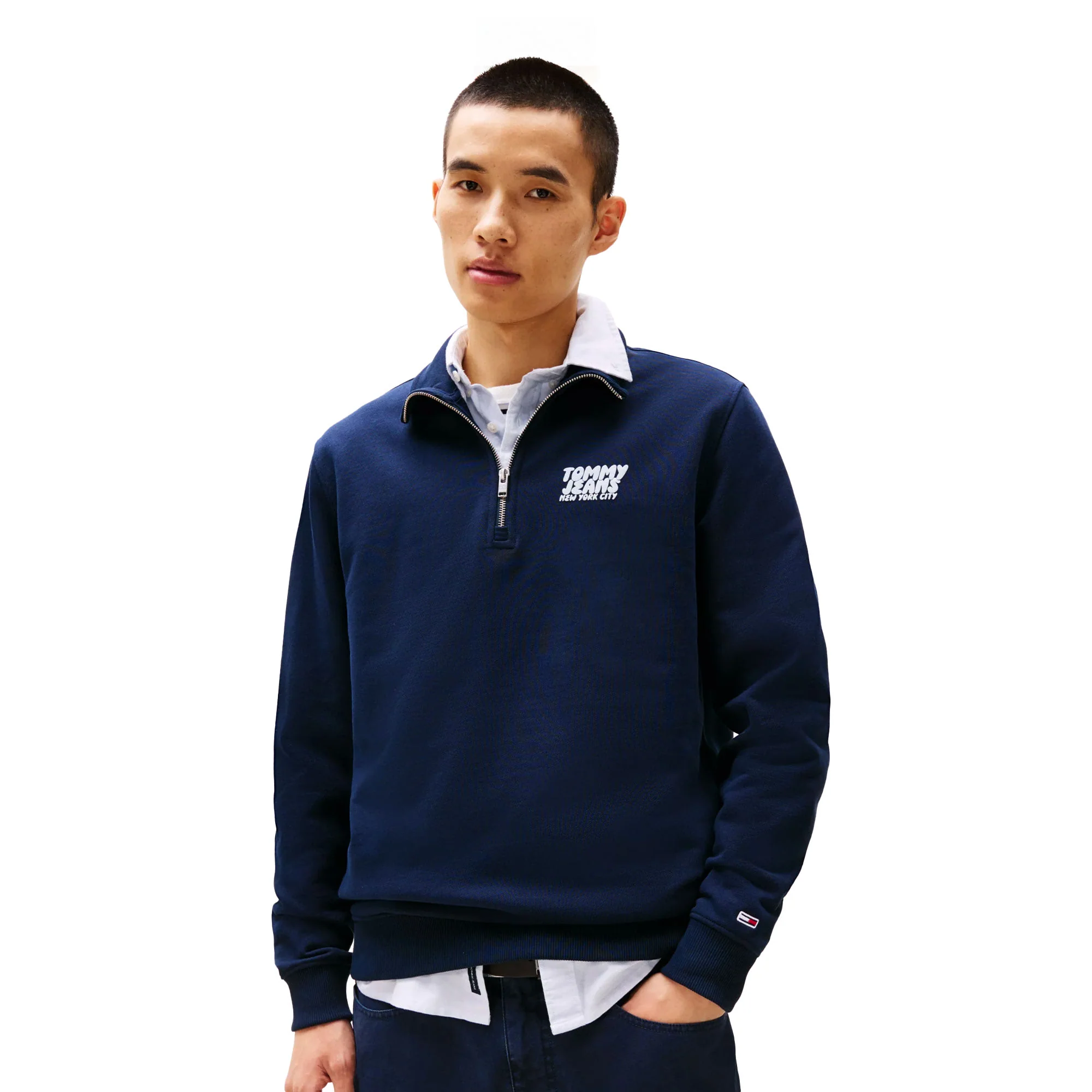 Tommy Jeans Bubble Logo Back Graphic Quarter Zip Sweatshirt - Image 2