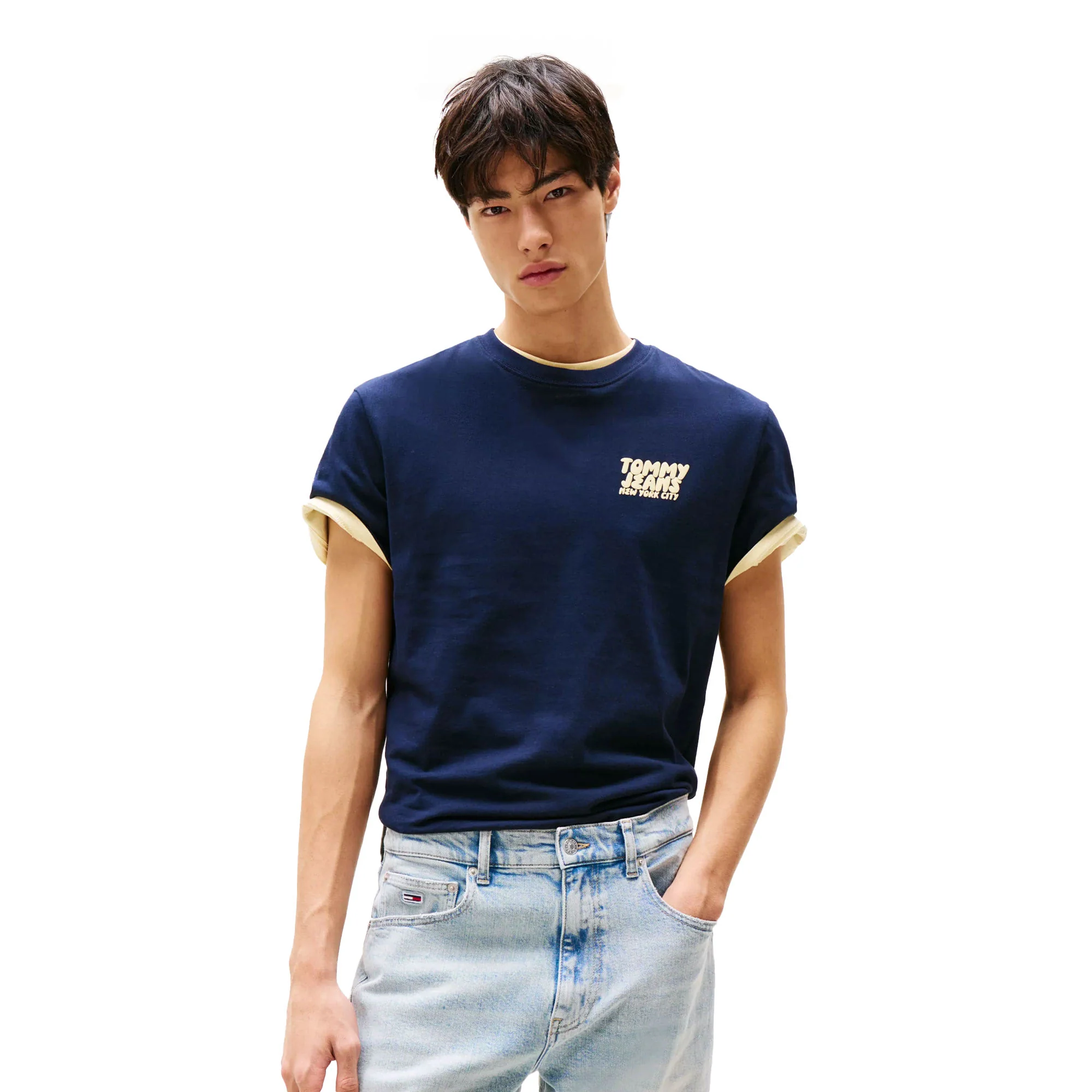 Tommy Jeans Bubble Logo Back Graphic T-Shirt Dark Night Navy - Image 2