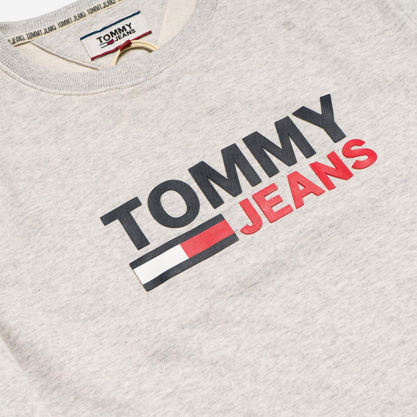 Tommy Jeans Corp Logo Crew Neck Sweatshirt Pale Grey Heather - Image 2