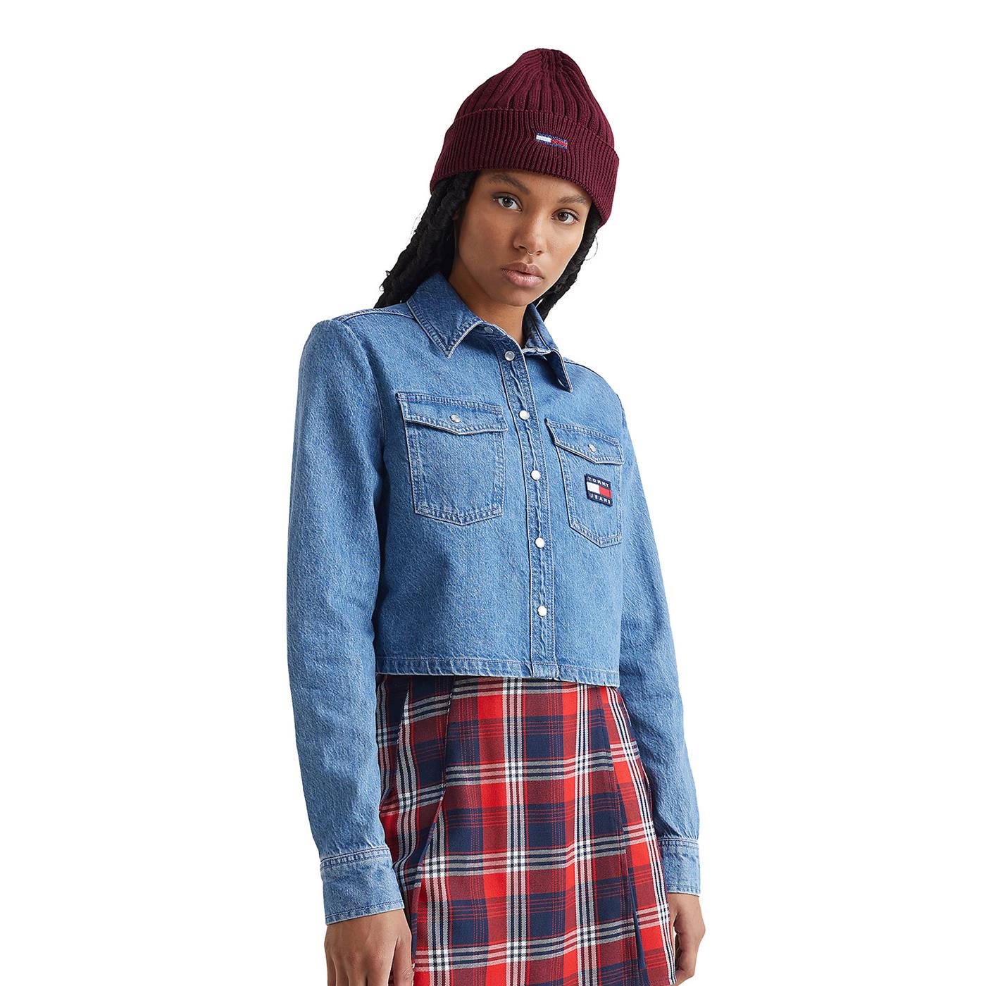 Tommy Jeans Cropped Denim Shirt Denim Medium