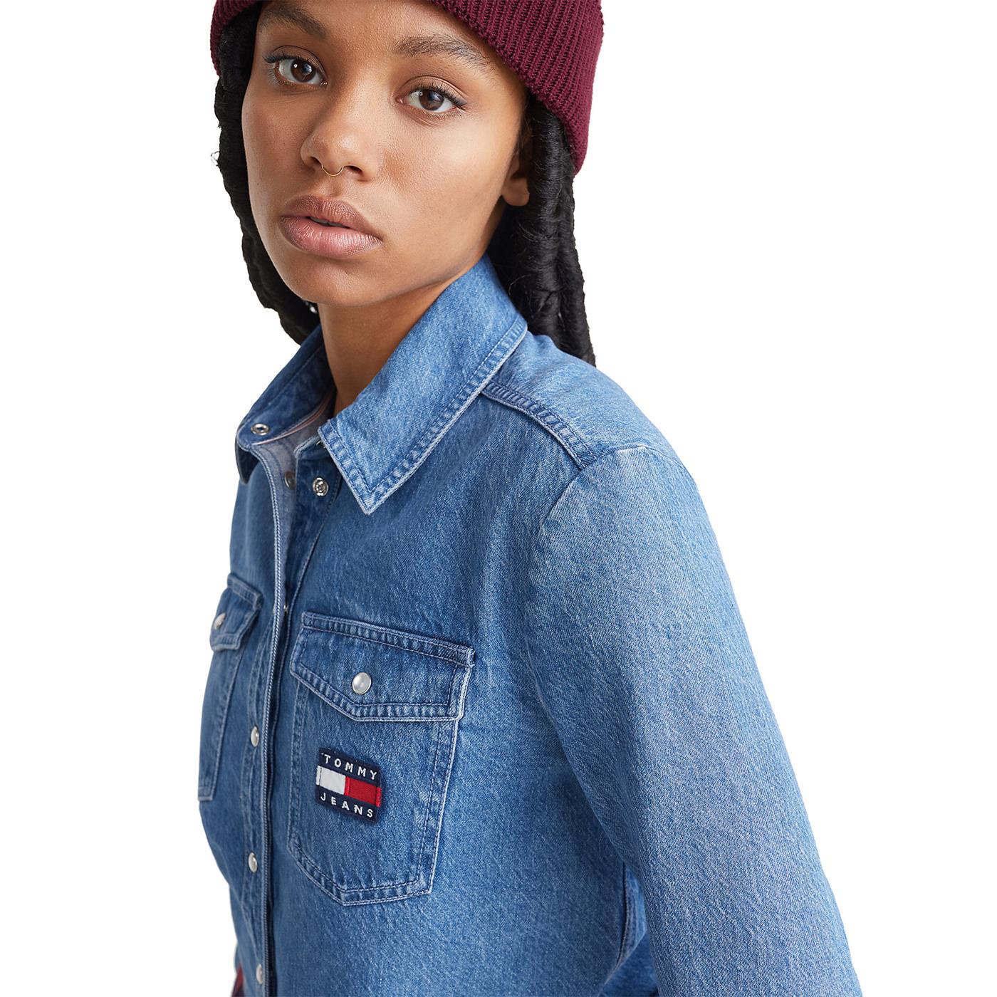 Tommy Jeans Cropped Denim Shirt Denim Medium - Image 3