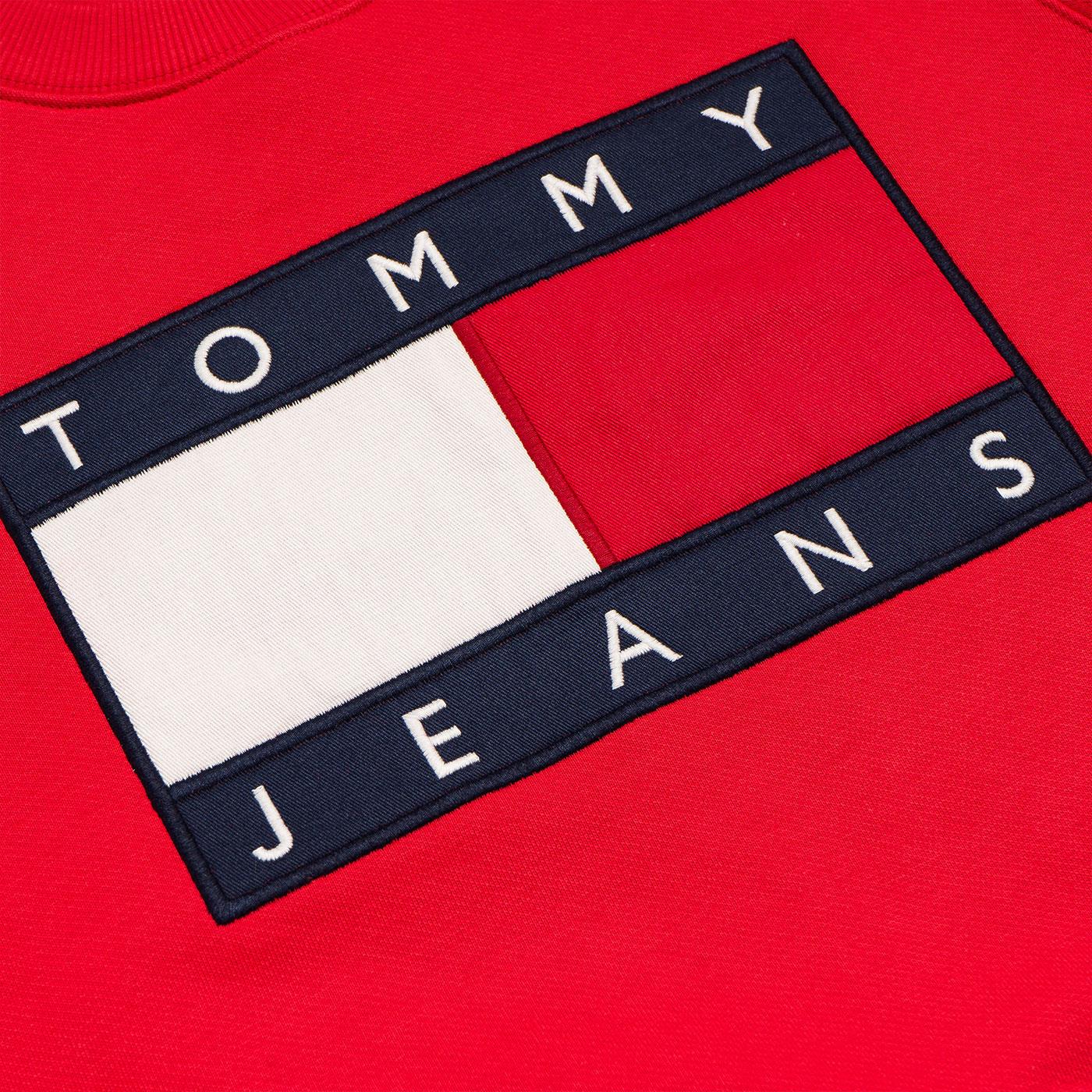 Tommy Jeans Flag Cropped Sweatshirt Racing Red - Image 2