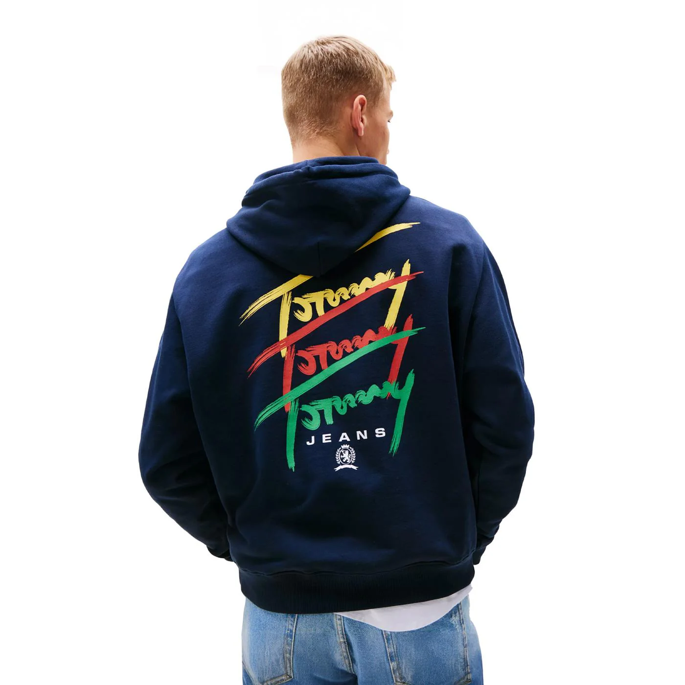 Tommy Jeans Relax 3 Color Signature Hoodie Dark Night Navy - Image 2