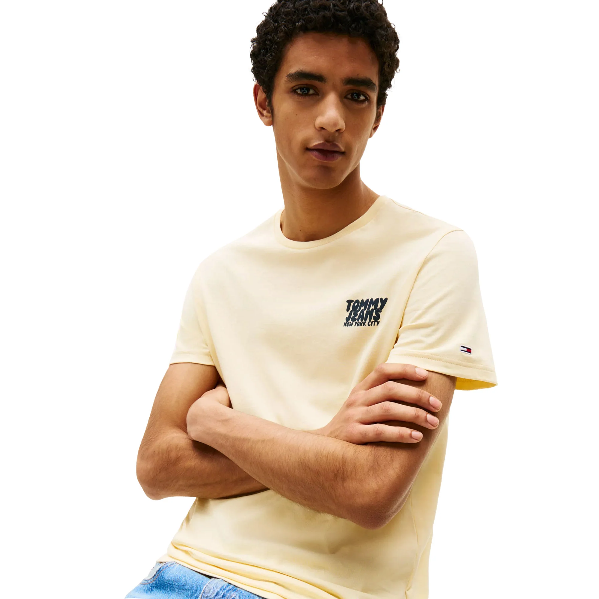 Tommy Jeans Slim Bubble Print Tee Custard Cream - Image 3