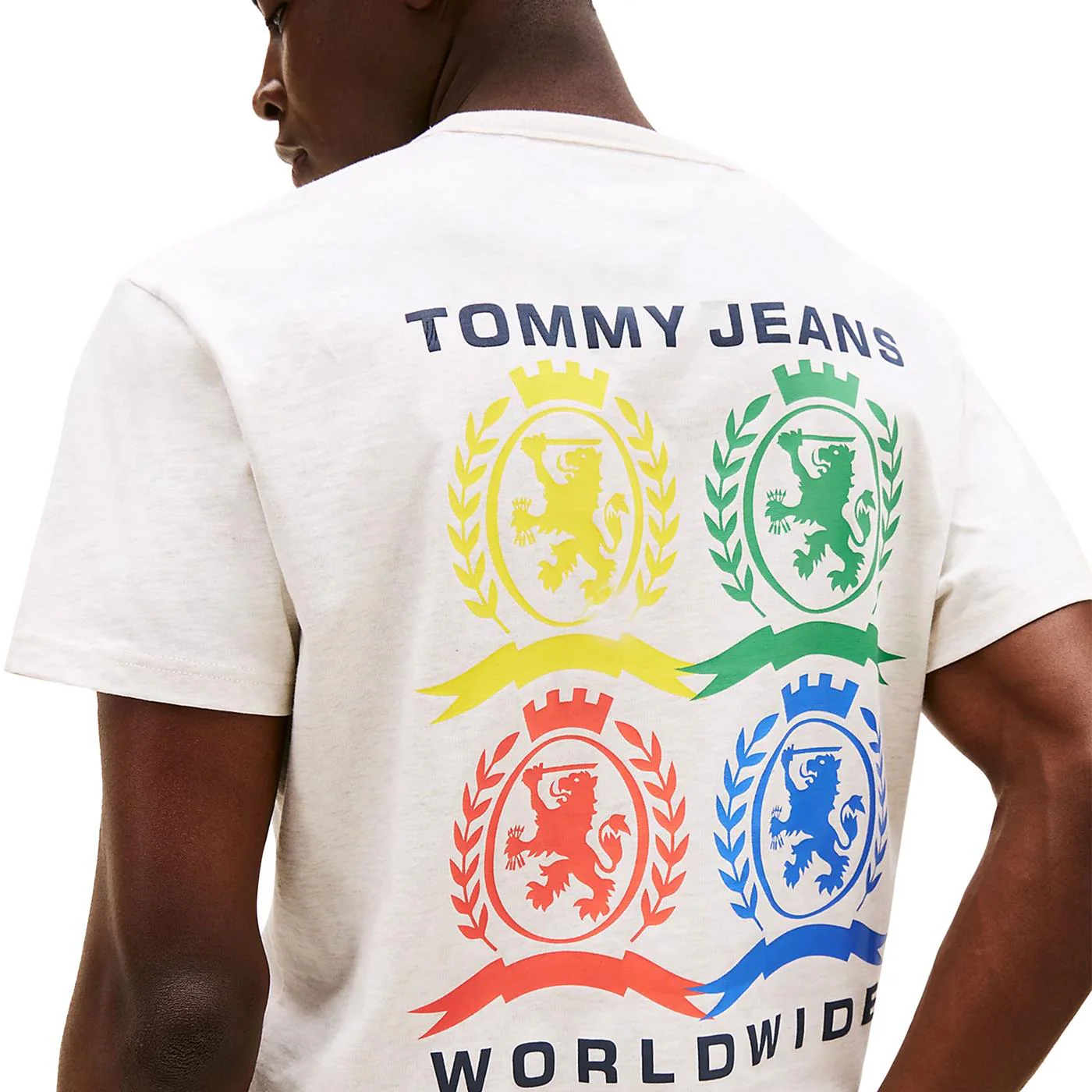 Tommy Jeans Varsity Crest Back Logo T-Shirt Oat Marl - Image 3