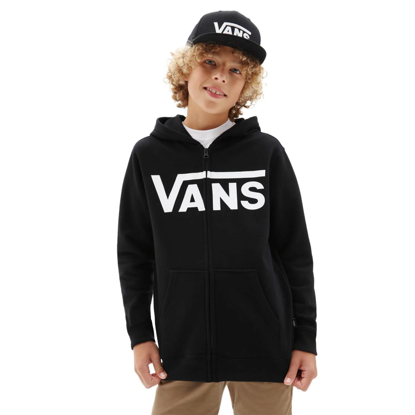 Vans Boys Vans Classic Zip PO Black/White - Image 6