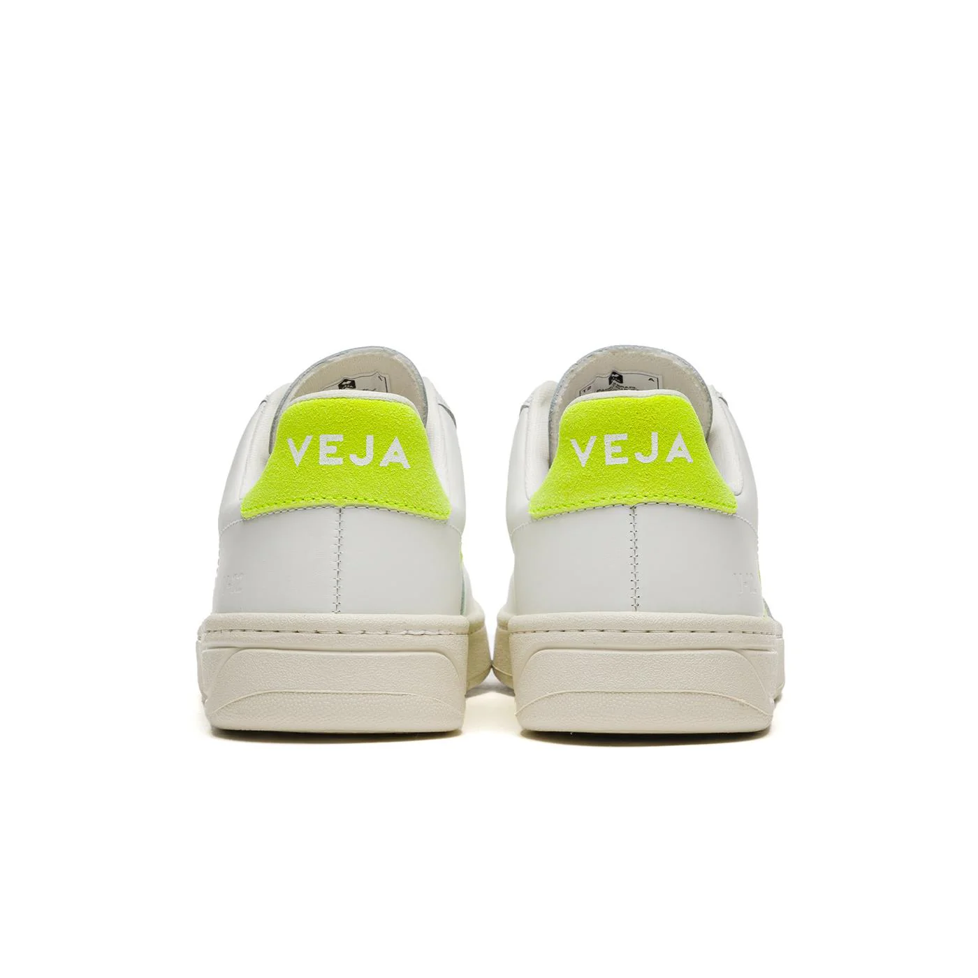 Veja V-12 Leather Extra-White/Fluo-Yellow - Image 4