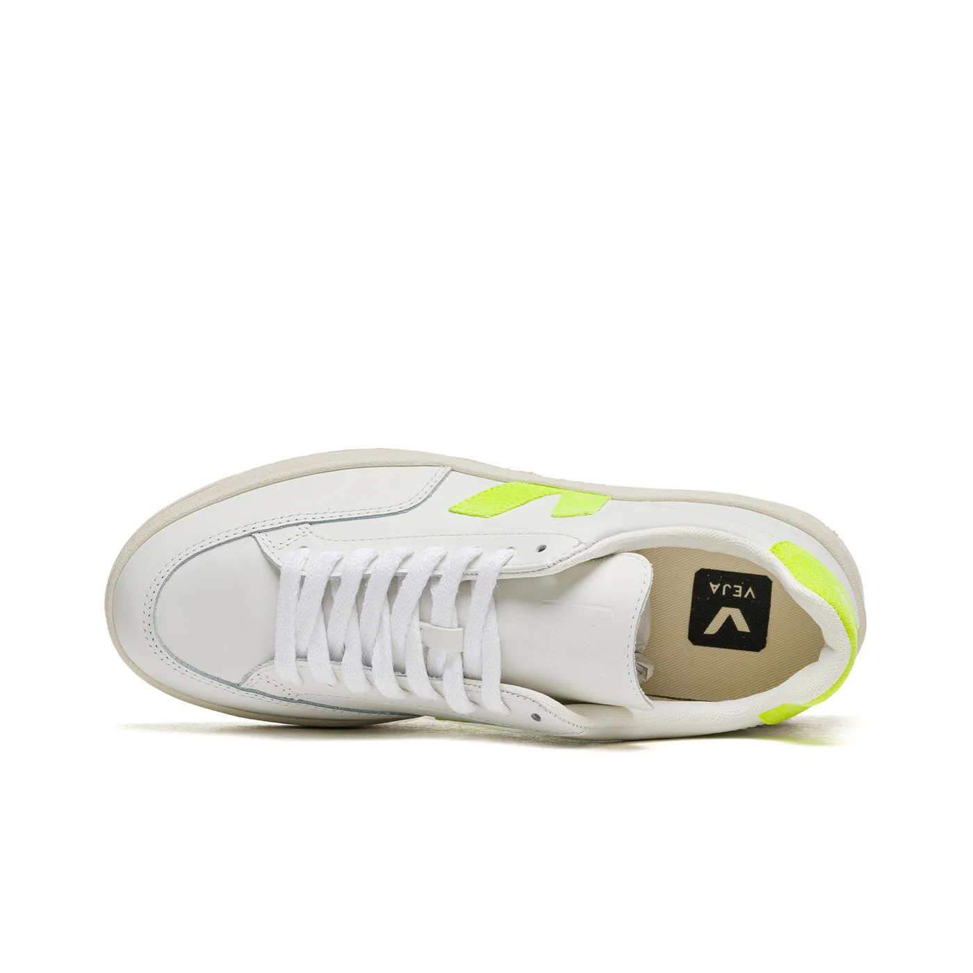Veja V-12 Leather Extra-White/Fluo-Yellow - Image 5