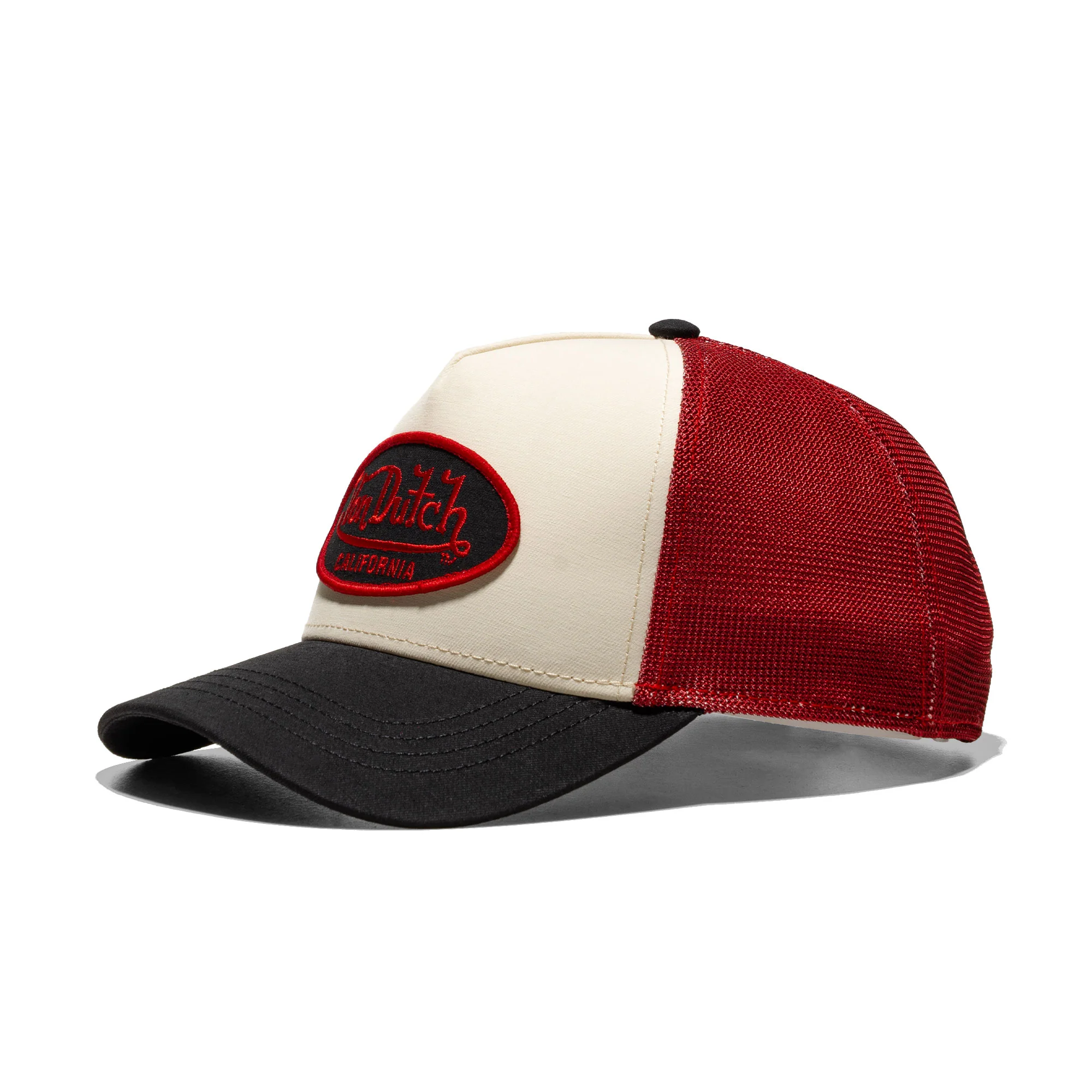 Von Dutch Trucker Cap Beige/Burgundy/Black - Image 2